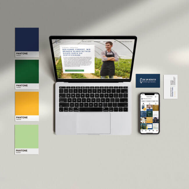 Brand und Webdesign Mockup Die QM Berater Portfolio Cover NOVA AND BOW Yvonne Homann Isernhagen Hannover