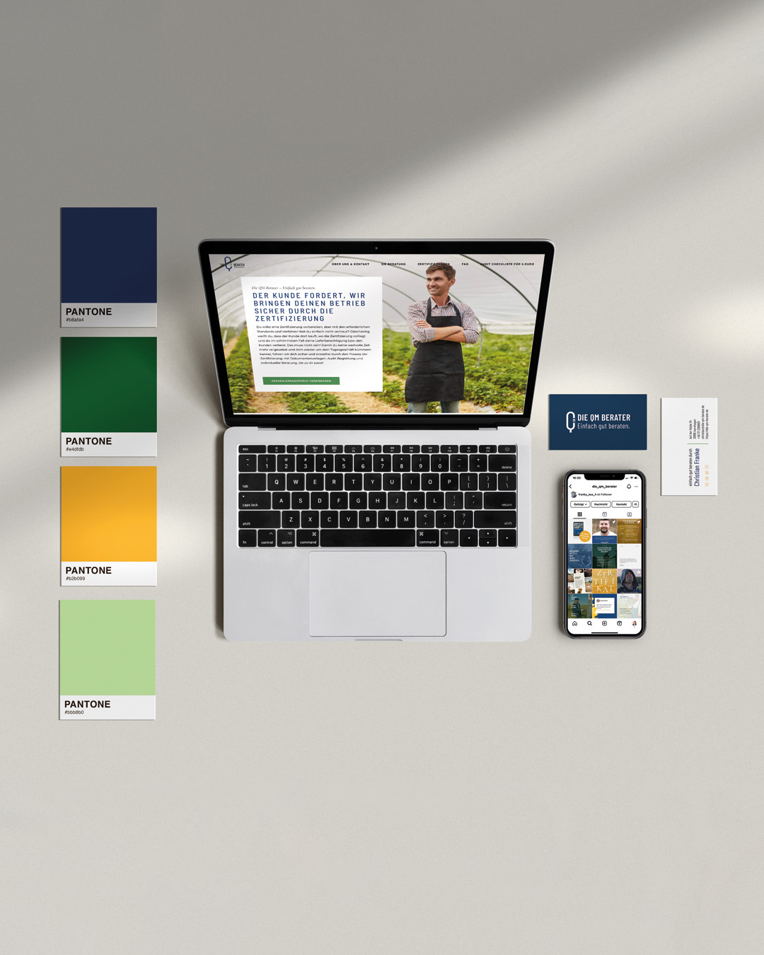 Brand und Webdesign Mockup Die QM Berater Portfolio Cover NOVA AND BOW Yvonne Homann Isernhagen Hannover