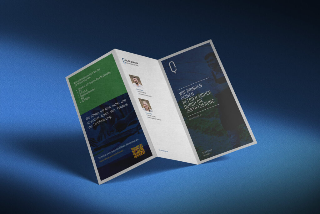 Die QM Berater Flyer Mockup Brand- und Webdesign NOVA AND BOW Yvonne Homann Isernhagen Hannover