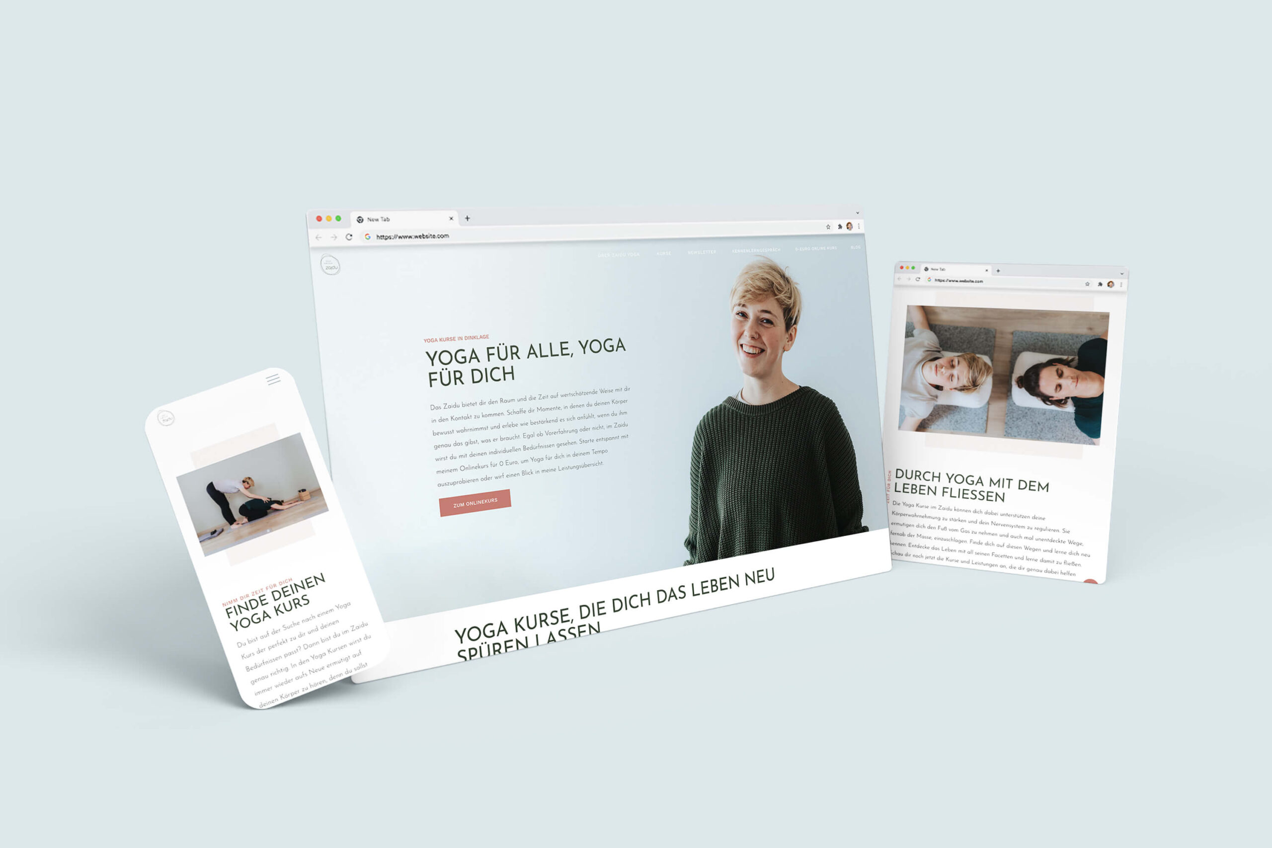 Zaidu Yoga Responsive Web Browser Mockups NOVA AND BOW Brand und Webdesign Yvonne Homann Isernhagen Hannover